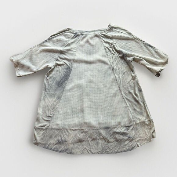 POL Women’s Blouse Tunic Top Size Small Sage Green Grey Waffle Tie Dye Oversized - Picture 3 of 9